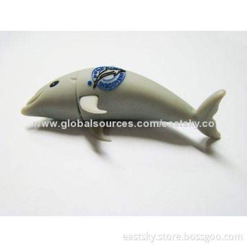 Dolphin-shaped USB, Made of Soft PVC Material, OEM Orders are WelcomeNew